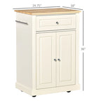 Rolling Kitchen Island Cart with Drawer and Cabinet - Black/Grey/Cream White
