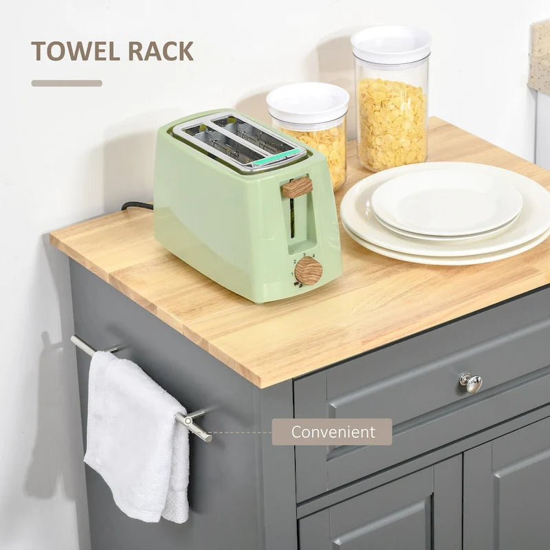 Rolling Kitchen Island Cart with Drawer and Cabinet - Black/Grey/Cream White