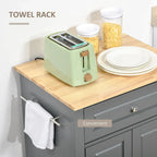 Rolling Kitchen Island Cart with Drawer and Cabinet - Black/Grey/Cream White