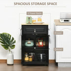 Rolling Kitchen Island Cart with Drawer and Cabinet - Black/Grey/Cream White