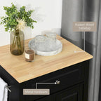 Rolling Kitchen Island Cart with Drawer and Cabinet - Black/Grey/Cream White