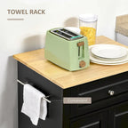 Rolling Kitchen Island Cart with Drawer and Cabinet - Black/Grey/Cream White