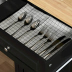 Rolling Kitchen Island Cart with Drawer and Cabinet - Black/Grey/Cream White