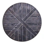Industrial style round wooden coffee table with shelves