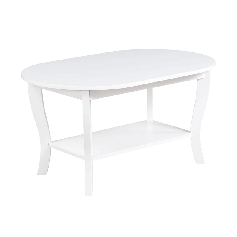 Black Oval Coffee Table with Storage Shelf