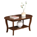 Black Oval Coffee Table with Storage Shelf