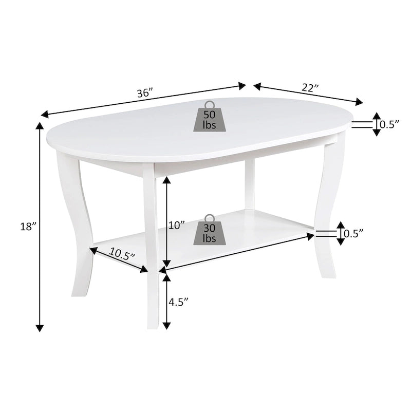 Black Oval Coffee Table with Storage Shelf