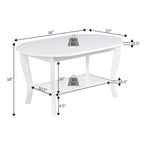 Black Oval Coffee Table with Storage Shelf