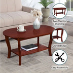 Black Oval Coffee Table with Storage Shelf