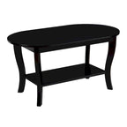 Black Oval Coffee Table with Storage Shelf