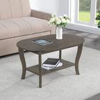 Black Oval Coffee Table with Storage Shelf
