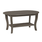 Black Oval Coffee Table with Storage Shelf