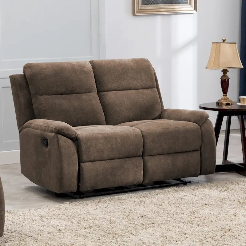 Transitional Fabric Living Room Reclining Loveseat