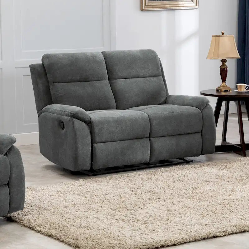 Transitional Fabric Living Room Reclining Loveseat