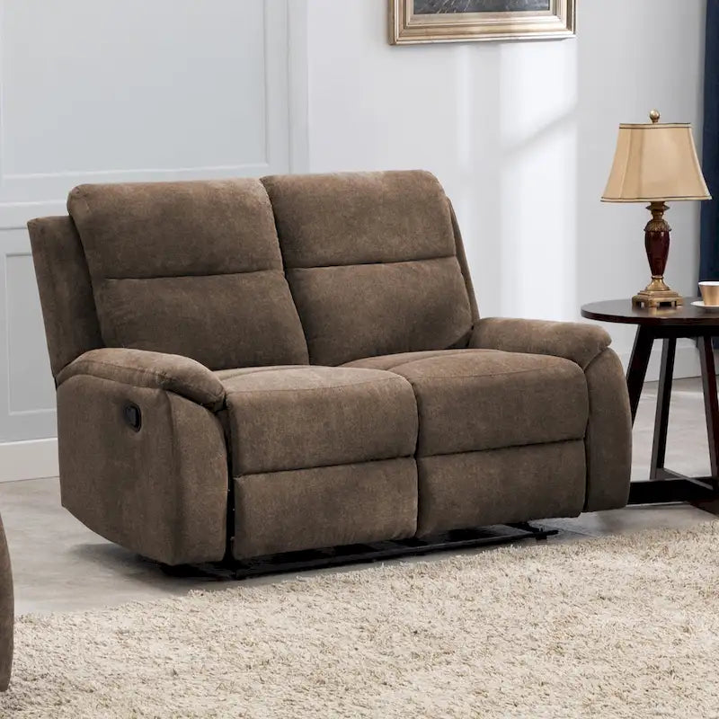 Transitional Fabric Living Room Reclining Loveseat