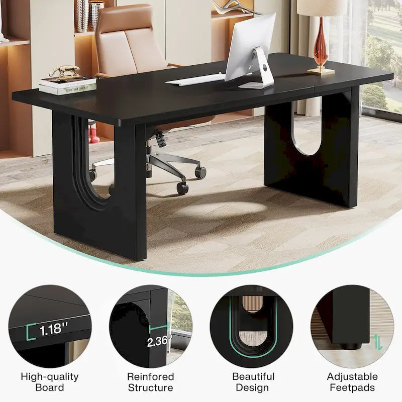Modern Office Executive Desk, 70.9  Large Computer Desk Conference Table for Meeting
