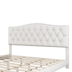 King Size , Modern Upholstered Platform Bed with Headboard, Heavy Duty Button Tufted Bed Frame with Wood Slat Support,Beige