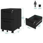 Modern 24.8  2-drawer Rolling Locking Steel File Cabinet