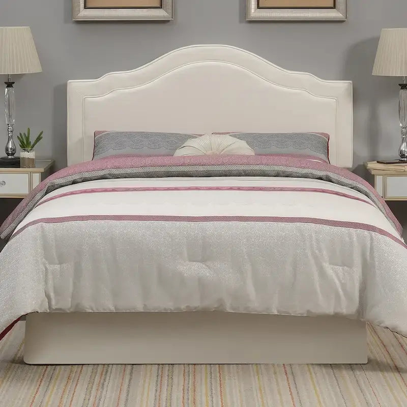 White Faux Leather Queen Upholstered Headboard