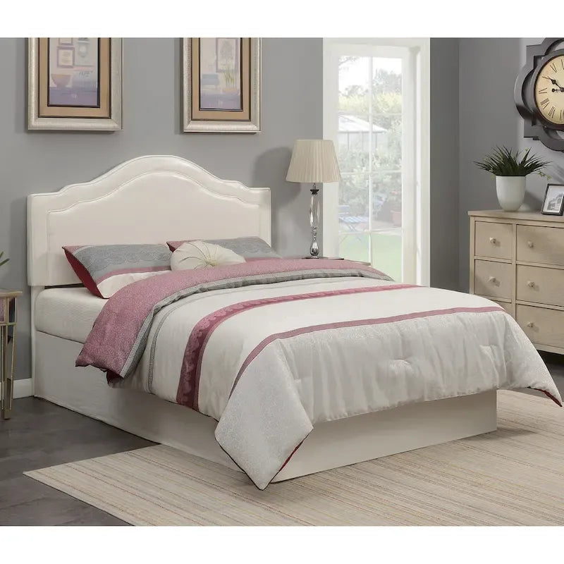 White Faux Leather Queen Upholstered Headboard