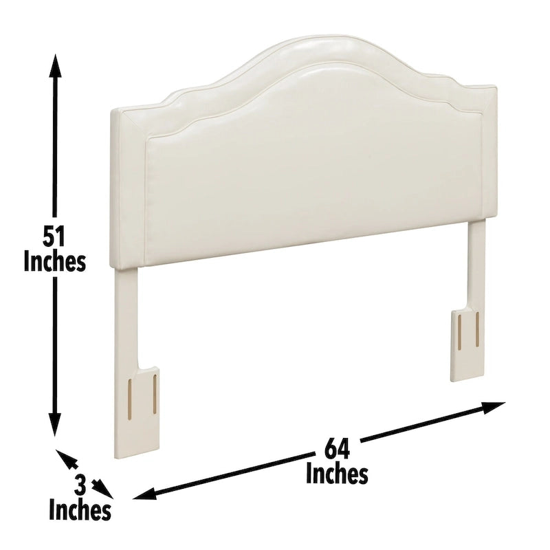 White Faux Leather Queen Upholstered Headboard