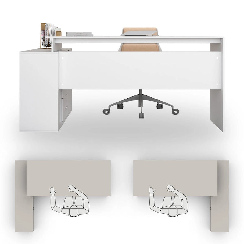 Brown L-Shaped Corner Desk 55-inch for Home Office