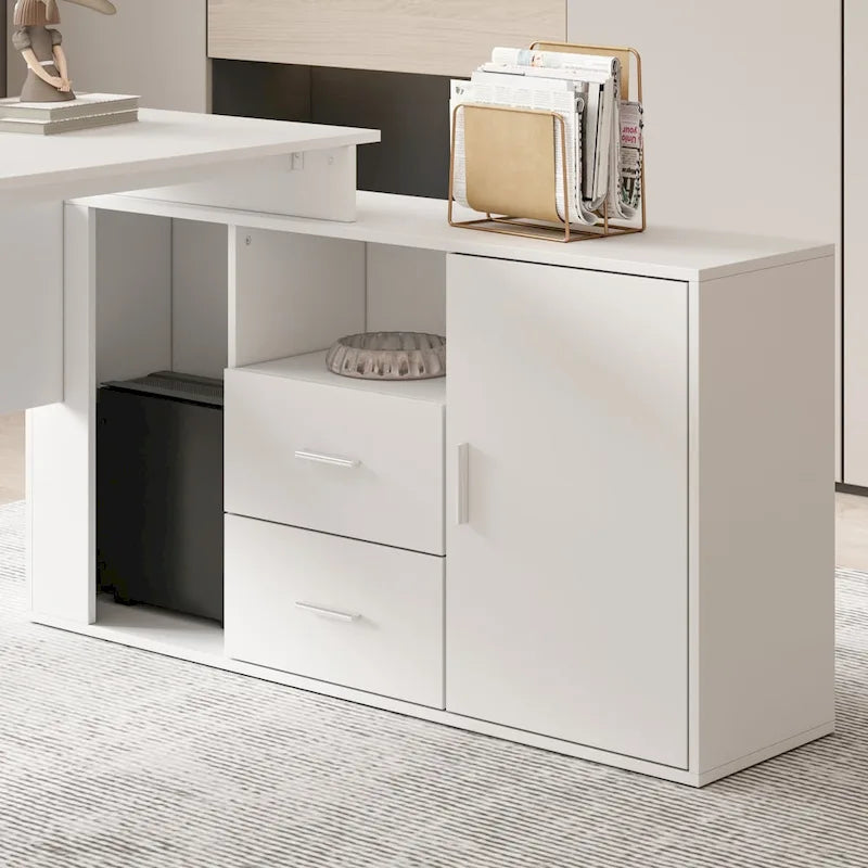 Brown L-Shaped Corner Desk 55-inch for Home Office