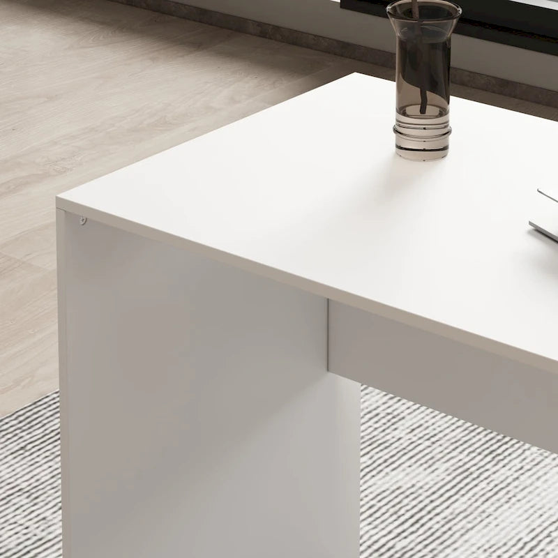 Brown L-Shaped Corner Desk 55-inch for Home Office