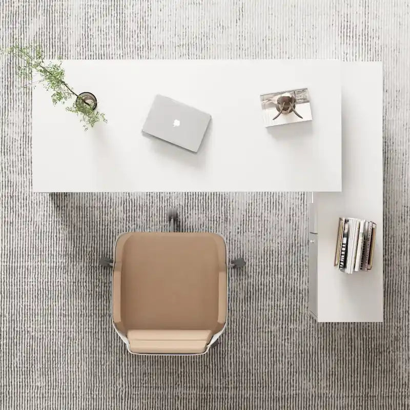 Brown L-Shaped Corner Desk 55-inch for Home Office