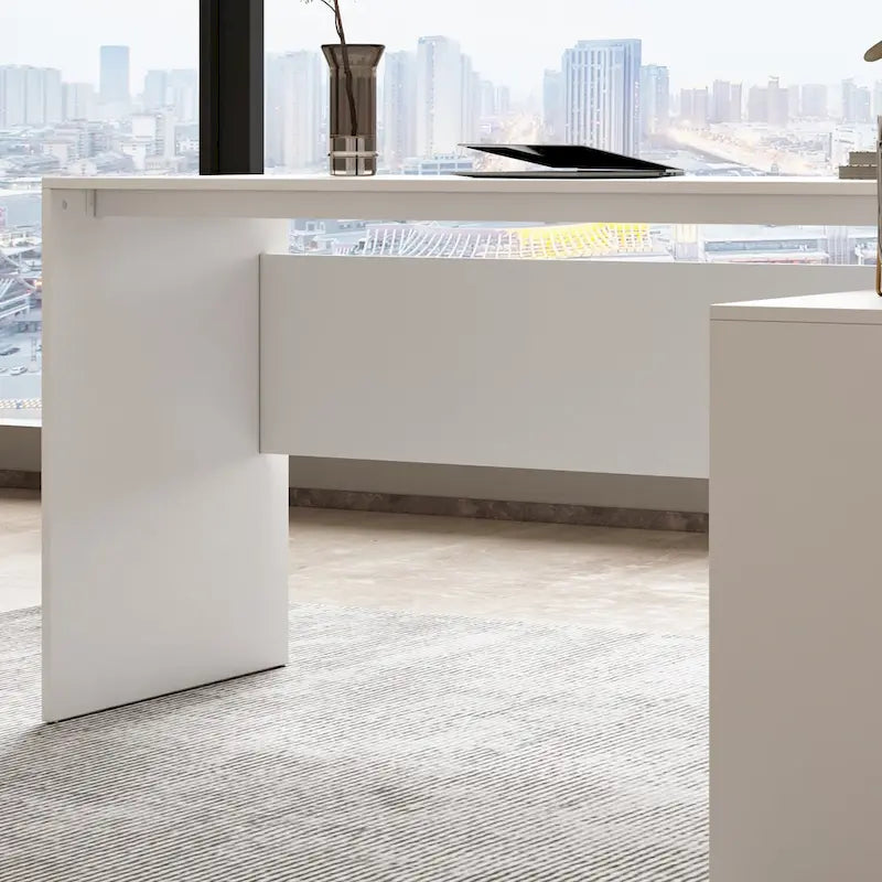 Brown L-Shaped Corner Desk 55-inch for Home Office