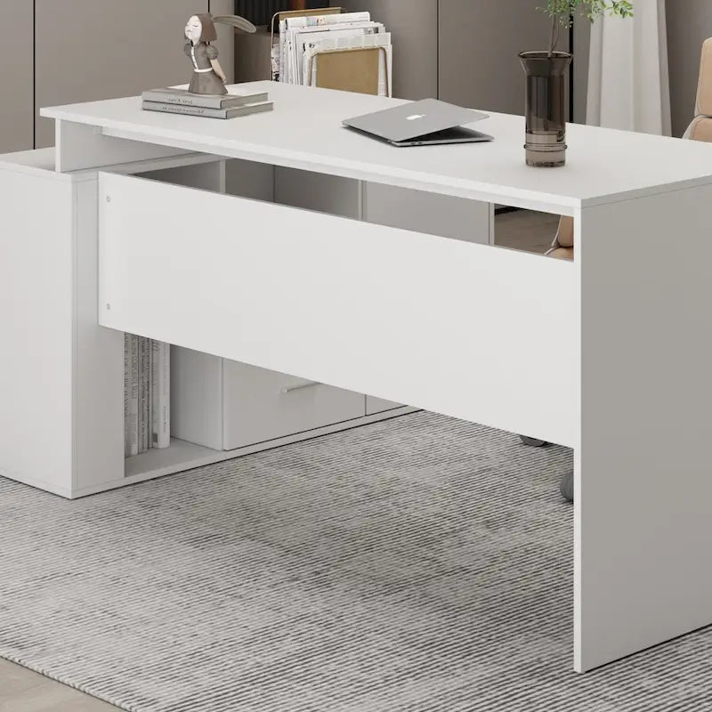Brown L-Shaped Corner Desk 55-inch for Home Office