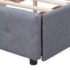 Queen Upholstered Platform Bed with Classic Headboard and 4 Drawers, No Box Spring Needed, Linen Fabric