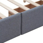 Queen Upholstered Platform Bed with Classic Headboard and 4 Drawers, No Box Spring Needed, Linen Fabric