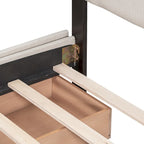 Queen Upholstered Platform Bed with Classic Headboard and 4 Drawers, No Box Spring Needed, Linen Fabric