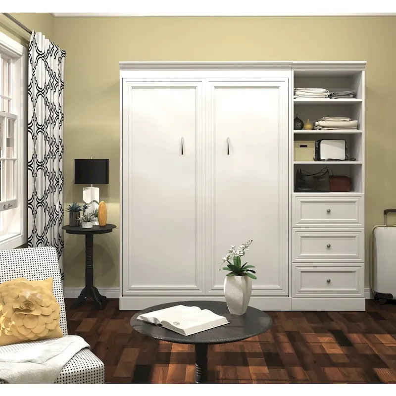 Full Murphy Bed with Closet Organizer and Drawers - 84W