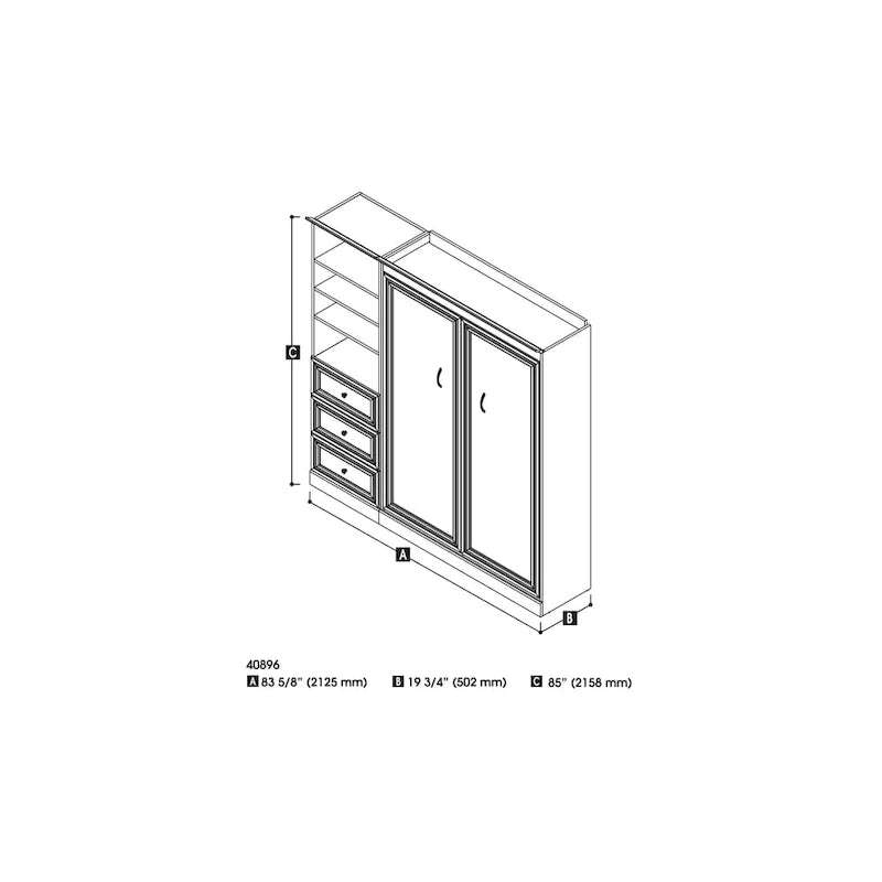 Full Murphy Bed with Closet Organizer and Drawers - 84W