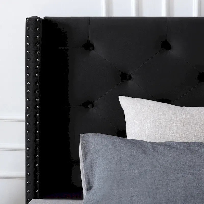 Velvet Upholstered Platform Bed - California King