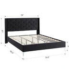 Velvet Upholstered Platform Bed - California King