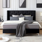 Velvet Upholstered Platform Bed - California King