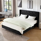 Velvet Upholstered Platform Bed - California King