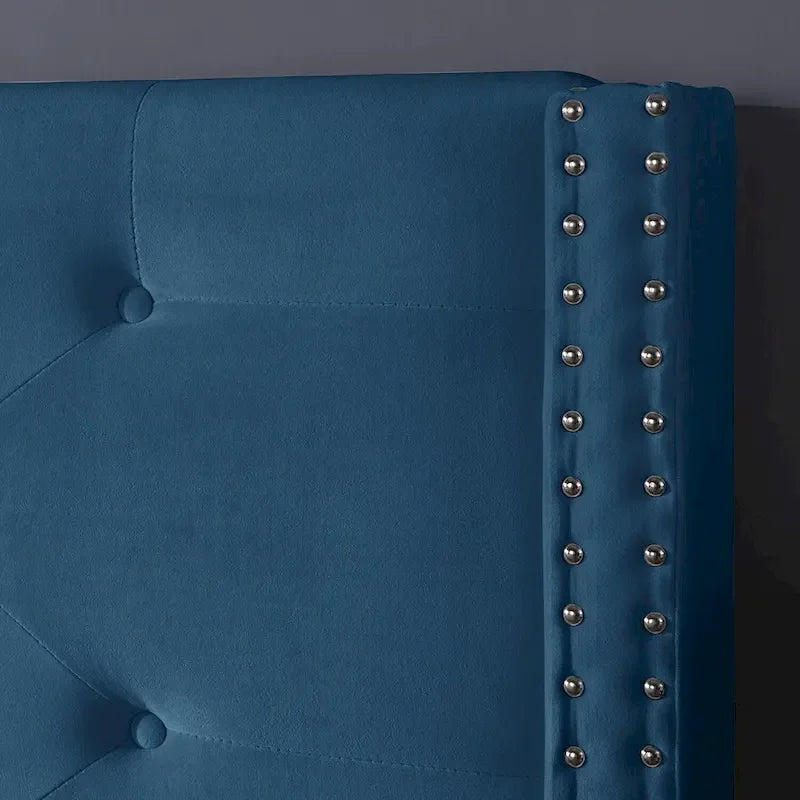 Velvet Upholstered Platform Bed - California King