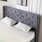 Velvet Upholstered Platform Bed - California King