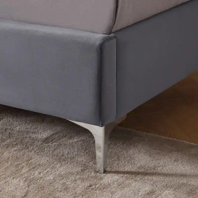 Velvet Upholstered Platform Bed - California King