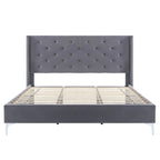 Velvet Upholstered Platform Bed - California King