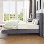 Velvet Upholstered Platform Bed - California King