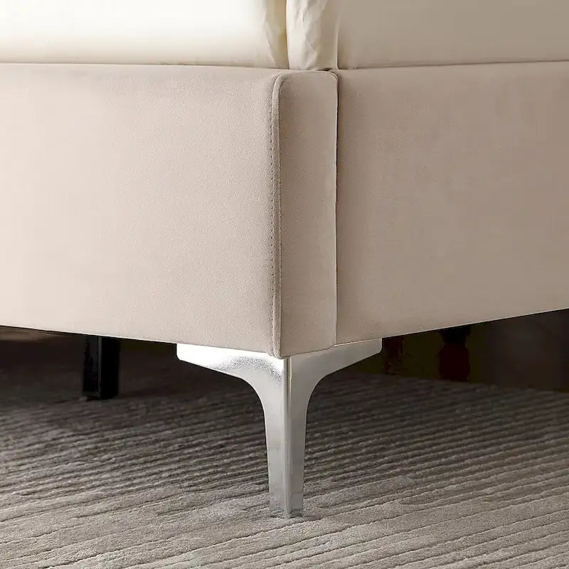 Velvet Upholstered Platform Bed - California King