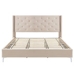 Velvet Upholstered Platform Bed - California King
