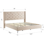 Velvet Upholstered Platform Bed - California King