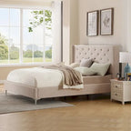 Velvet Upholstered Platform Bed - California King