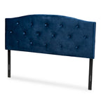 Navy Blue Velvet Tufted Headboard - Full Size